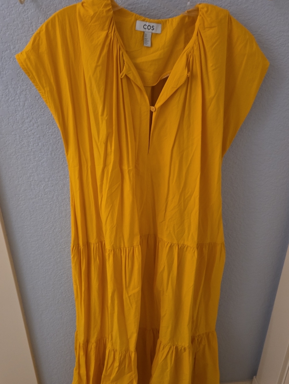 COS Bright Yellow Tiered Maxi Dress